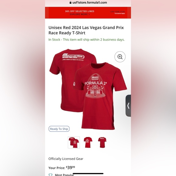 🏎️ NWOT! Formula 1 Grand Prix Las Vegas Tshirt - Picture 7 of 7